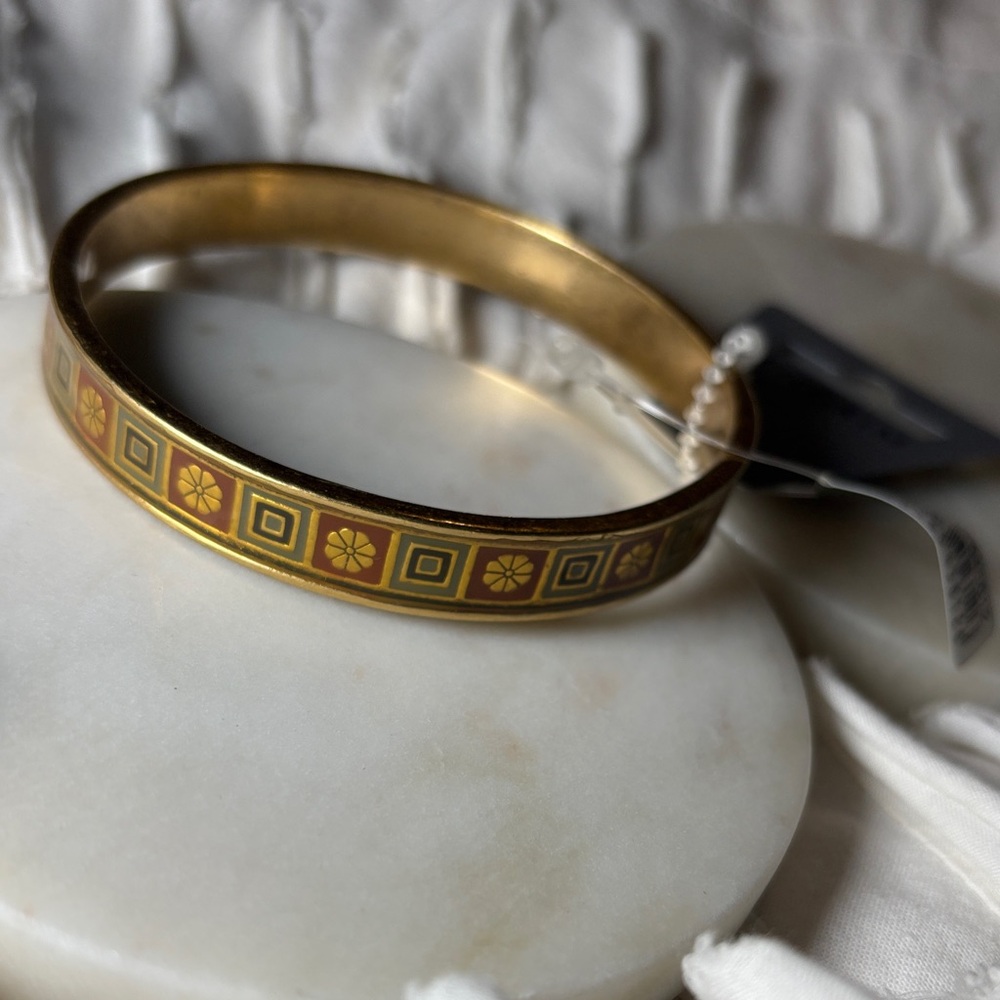 (#4) PILGRIM | Danish Design Gold and Brown Bangle (NWT)